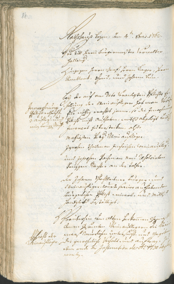 Stadtarchiv Bozen - BOhisto Ratsprotokoll 1762/65 