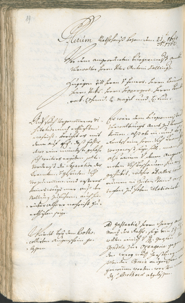 Civic Archives of Bozen-Bolzano - BOhisto Ratsprotokoll 1762/65 