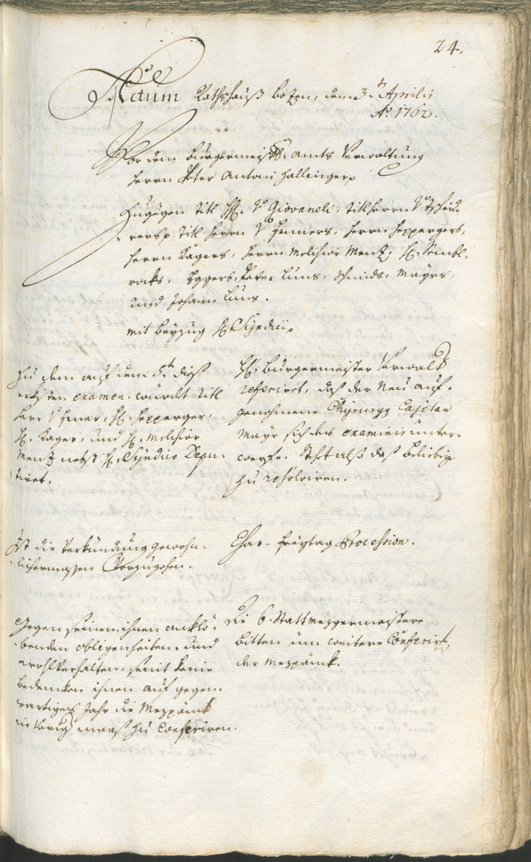 Civic Archives of Bozen-Bolzano - BOhisto Ratsprotokoll 1762/65 