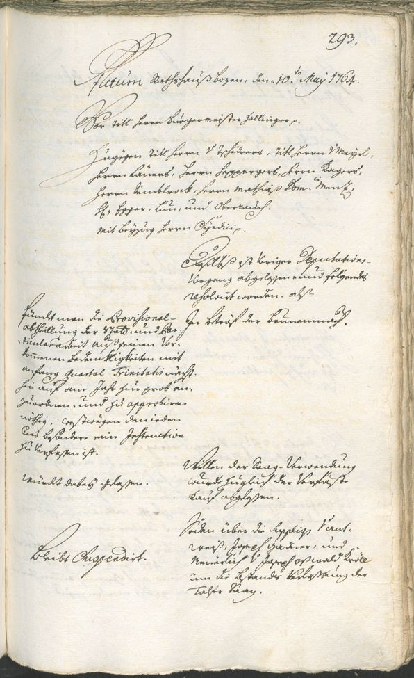 Stadtarchiv Bozen - BOhisto Ratsprotokoll 1762/65 