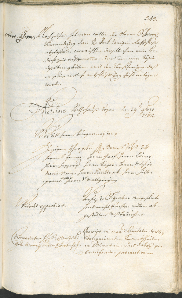 Stadtarchiv Bozen - BOhisto Ratsprotokoll 1762/65 