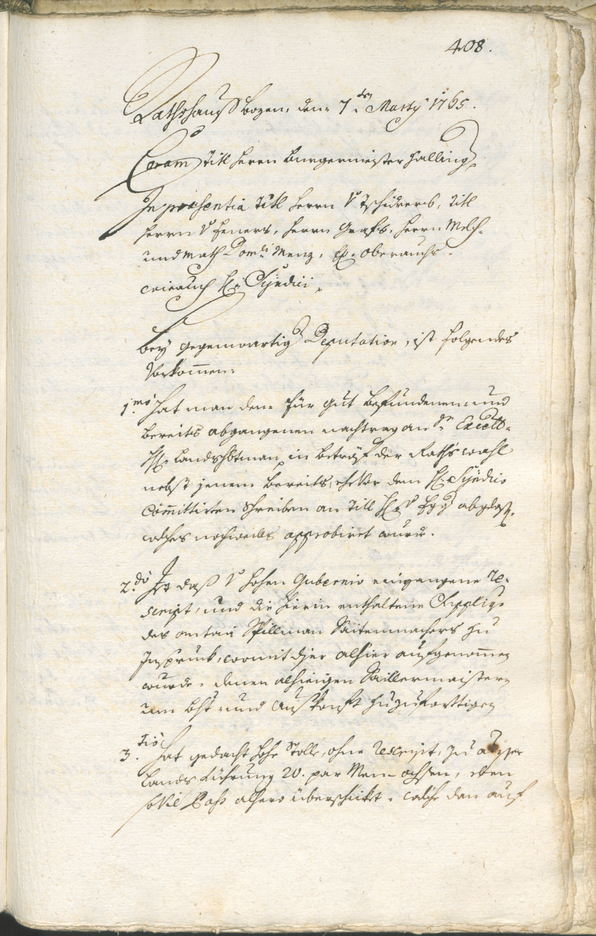 Stadtarchiv Bozen - BOhisto Ratsprotokoll 1762/65 