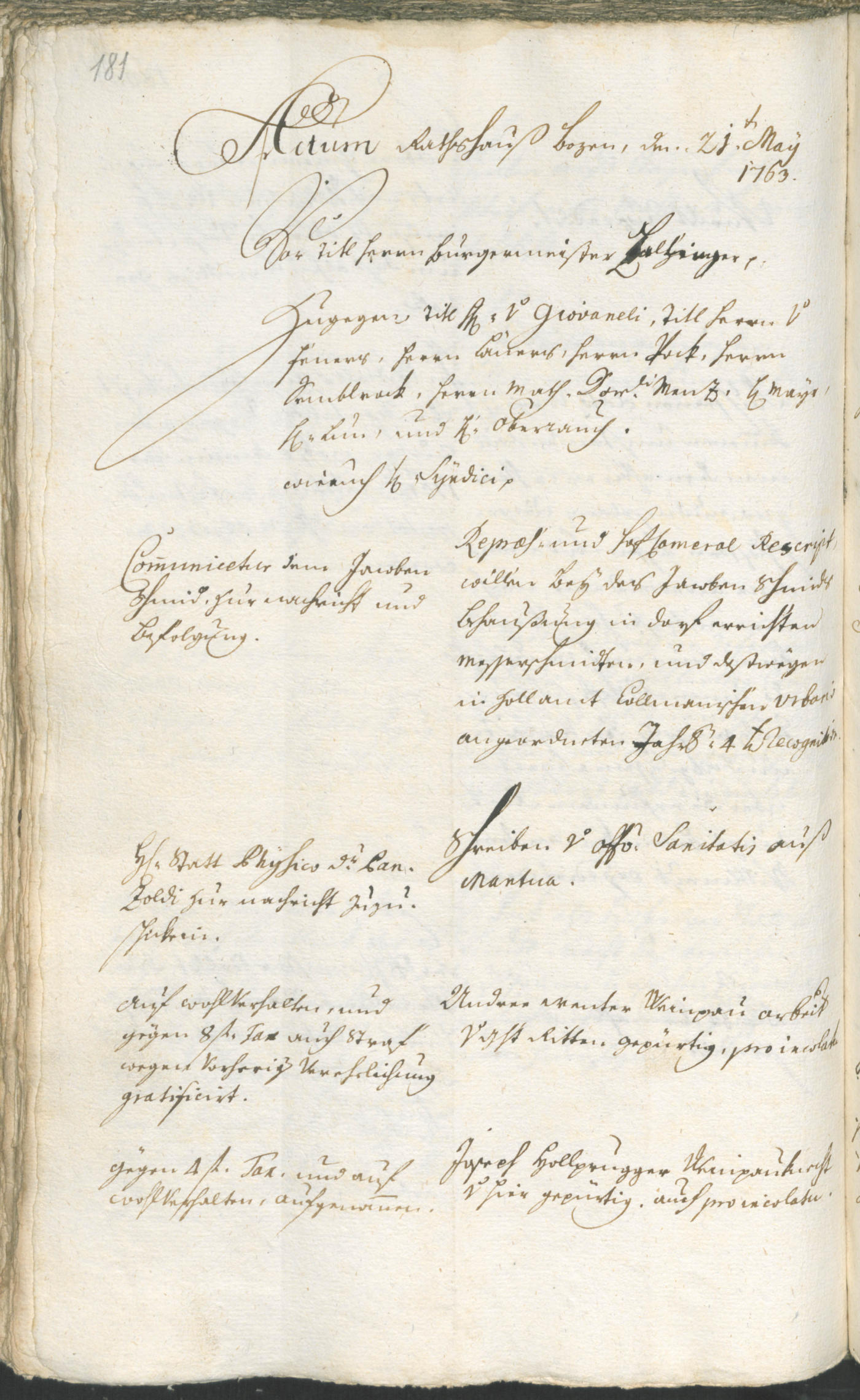 Civic Archives of Bozen-Bolzano - BOhisto Ratsprotokoll 1762/65 