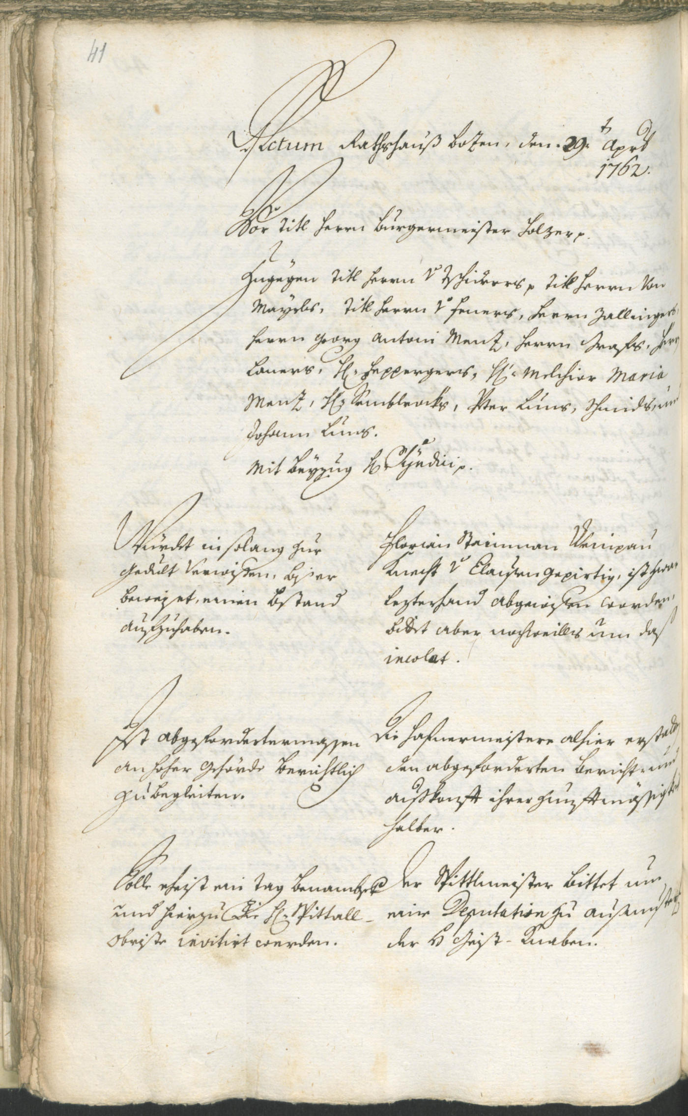 Stadtarchiv Bozen - BOhisto Ratsprotokoll 1762/65 