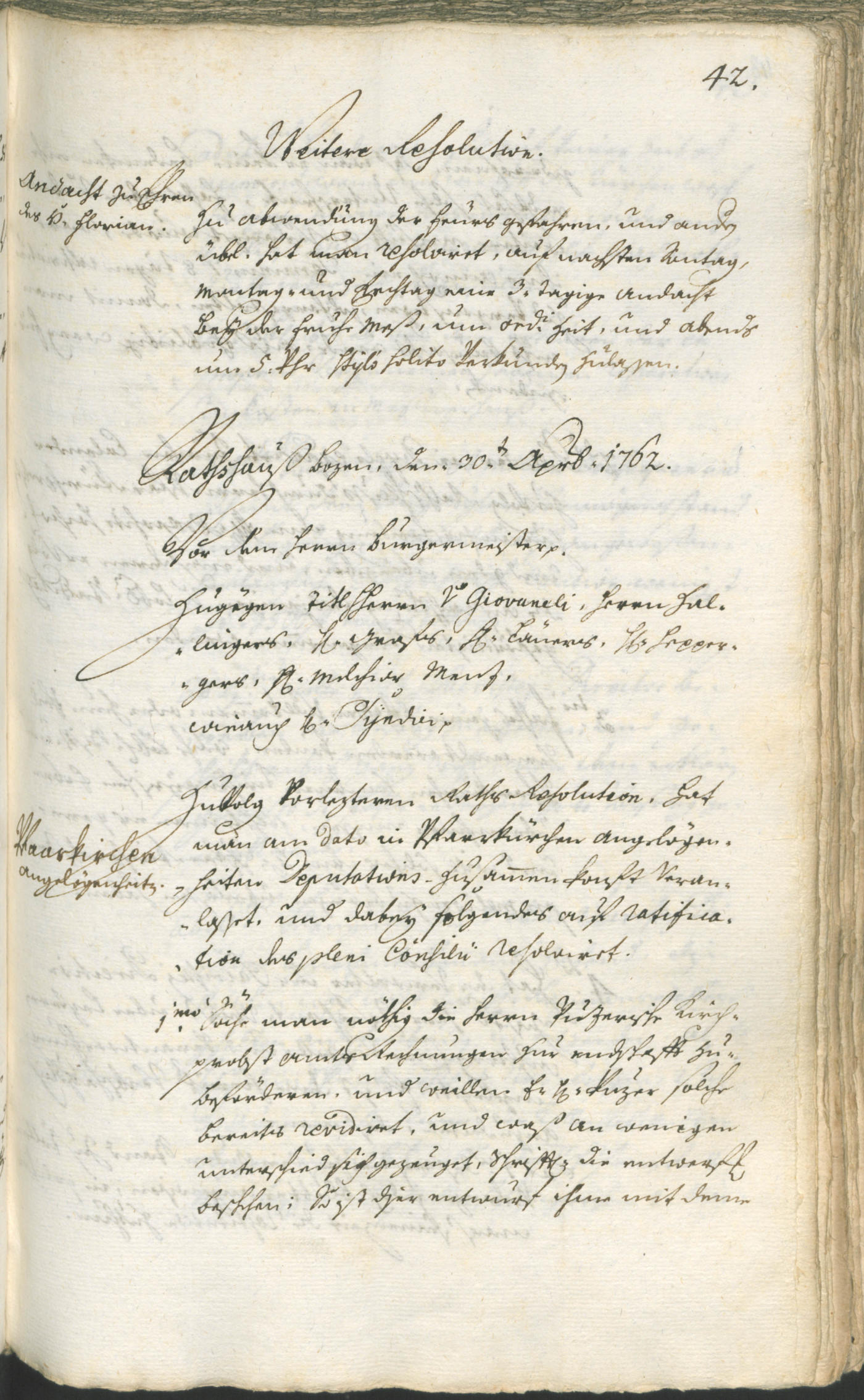 Stadtarchiv Bozen - BOhisto Ratsprotokoll 1762/65 