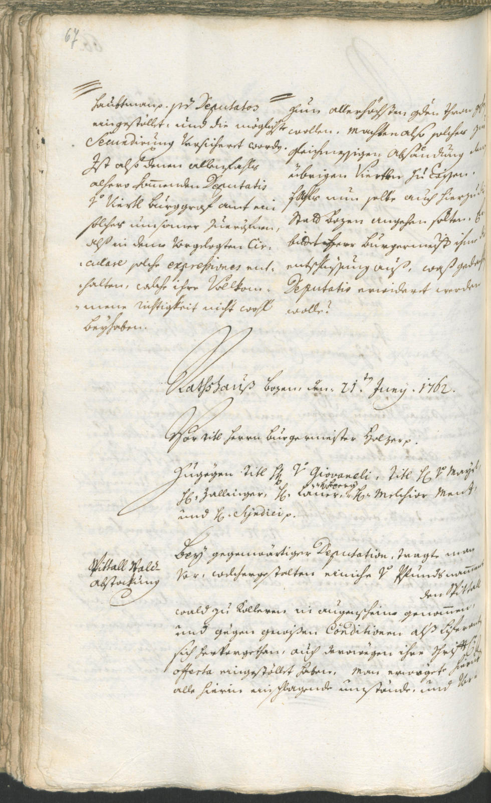 Civic Archives of Bozen-Bolzano - BOhisto Ratsprotokoll 1762/65 