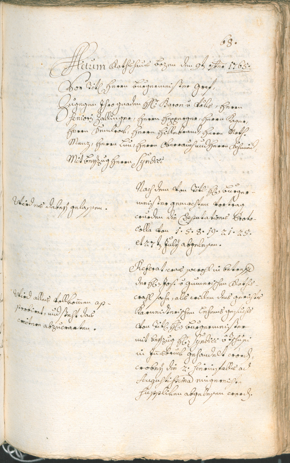 Stadtarchiv Bozen - BOhisto Ratsprotokoll 1765/68 