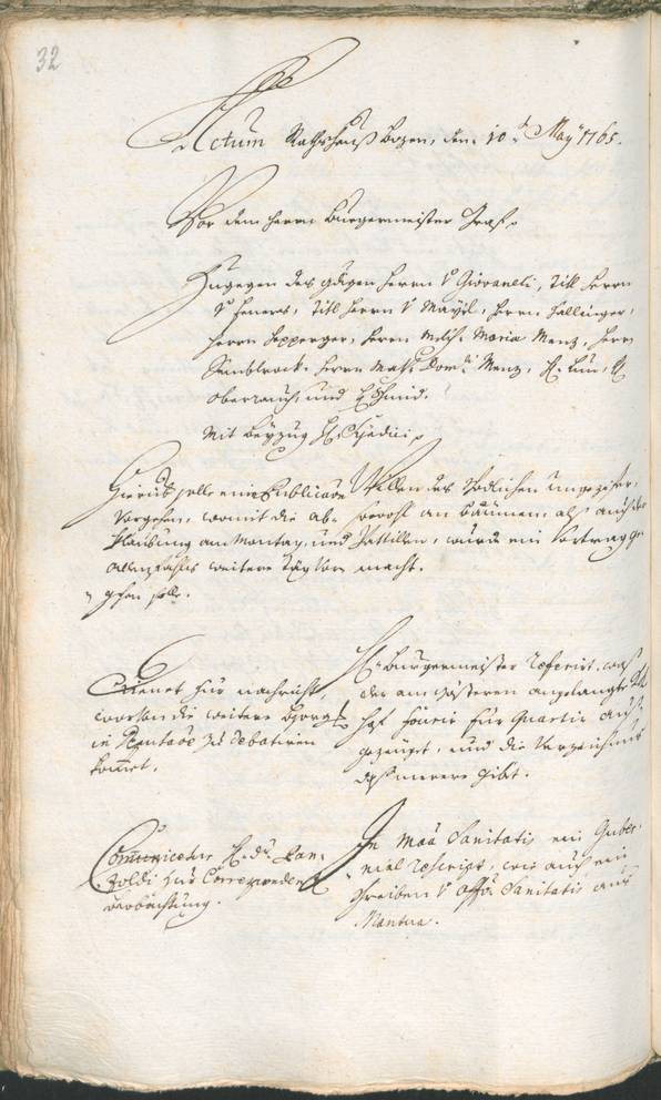 Stadtarchiv Bozen - BOhisto Ratsprotokoll 1765/68 