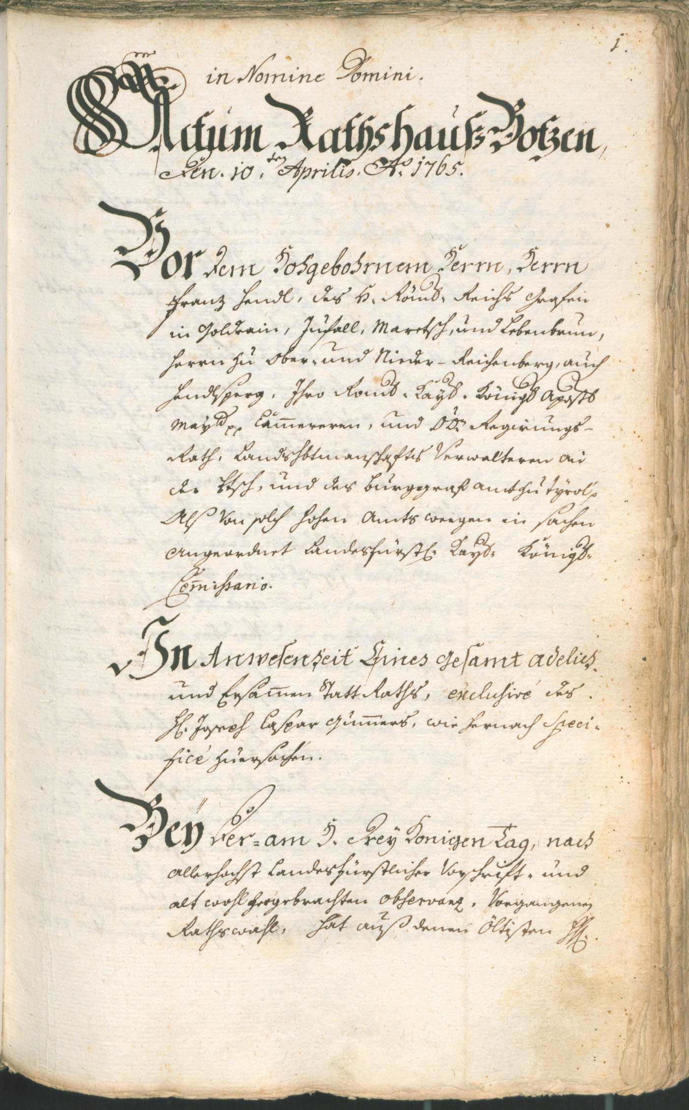 Stadtarchiv Bozen - BOhisto Ratsprotokoll 1765/68 
