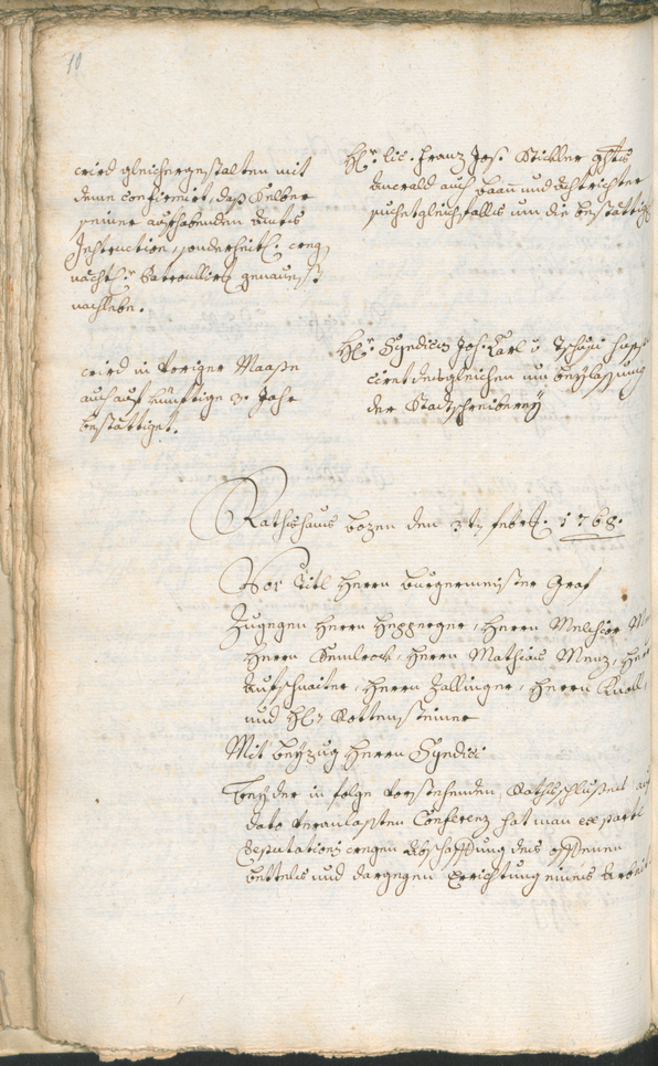 Stadtarchiv Bozen - BOhisto Ratsprotokoll 1768/71 