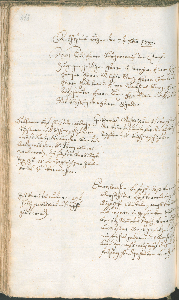 Archivio Storico della Città di Bolzano - BOhisto protocollo consiliare 1768/71 