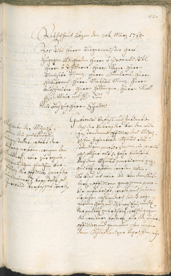 Stadtarchiv Bozen - BOhisto Ratsprotokoll 1768/71 