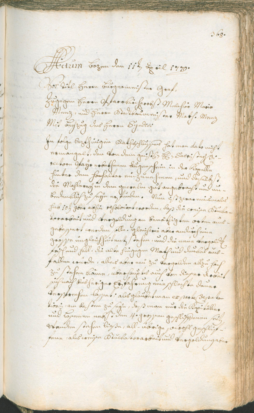 Stadtarchiv Bozen - BOhisto Ratsprotokoll 1768/71 