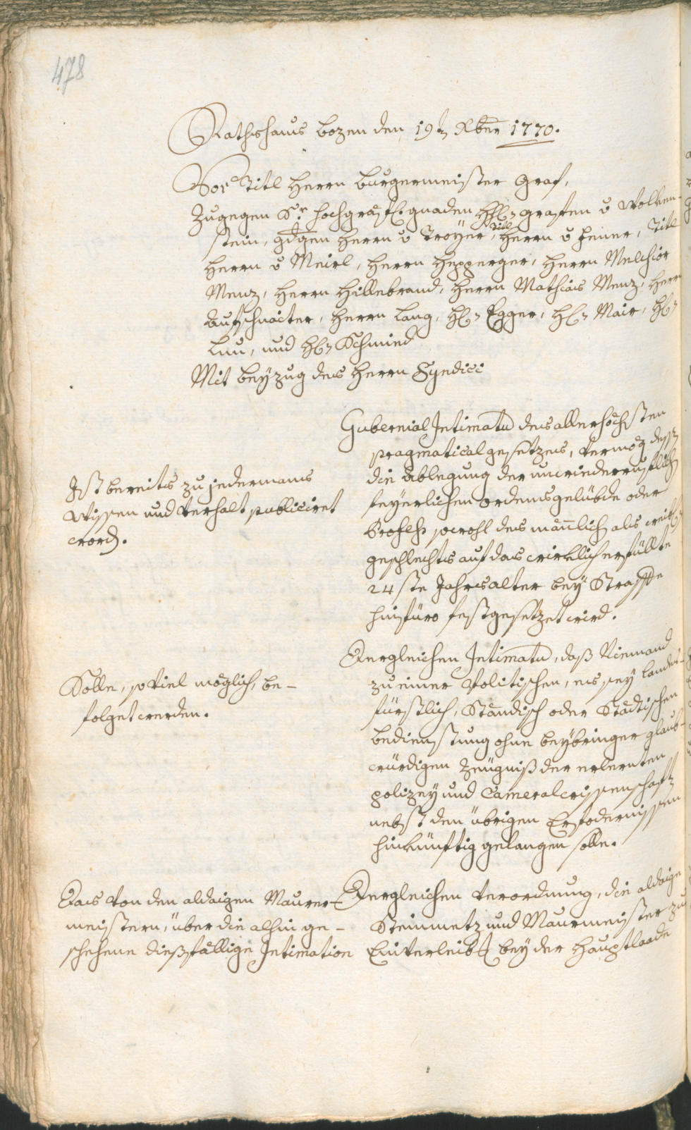 Civic Archives of Bozen-Bolzano - BOhisto Ratsprotokoll 1768/71 