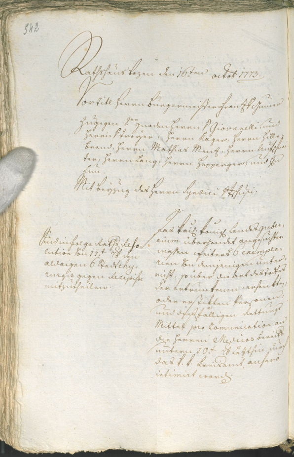 Archivio Storico della Città di Bolzano - BOhisto protocollo consiliare 1771/74 