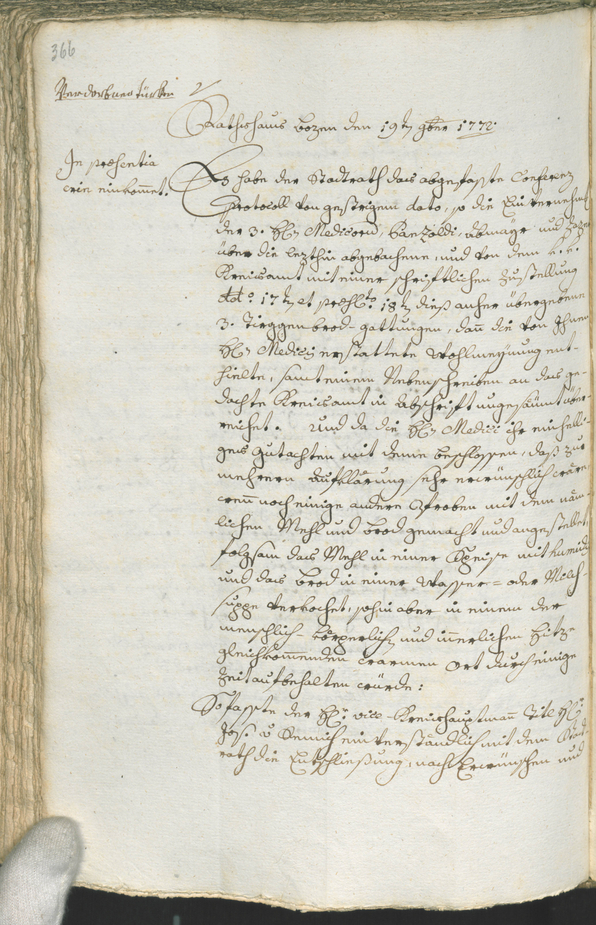 Archivio Storico della Città di Bolzano - BOhisto protocollo consiliare 1771/74 