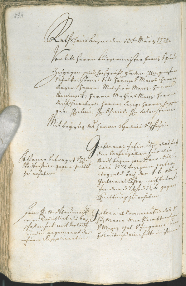 Civic Archives of Bozen-Bolzano - BOhisto Ratsprotokoll 1771/74 