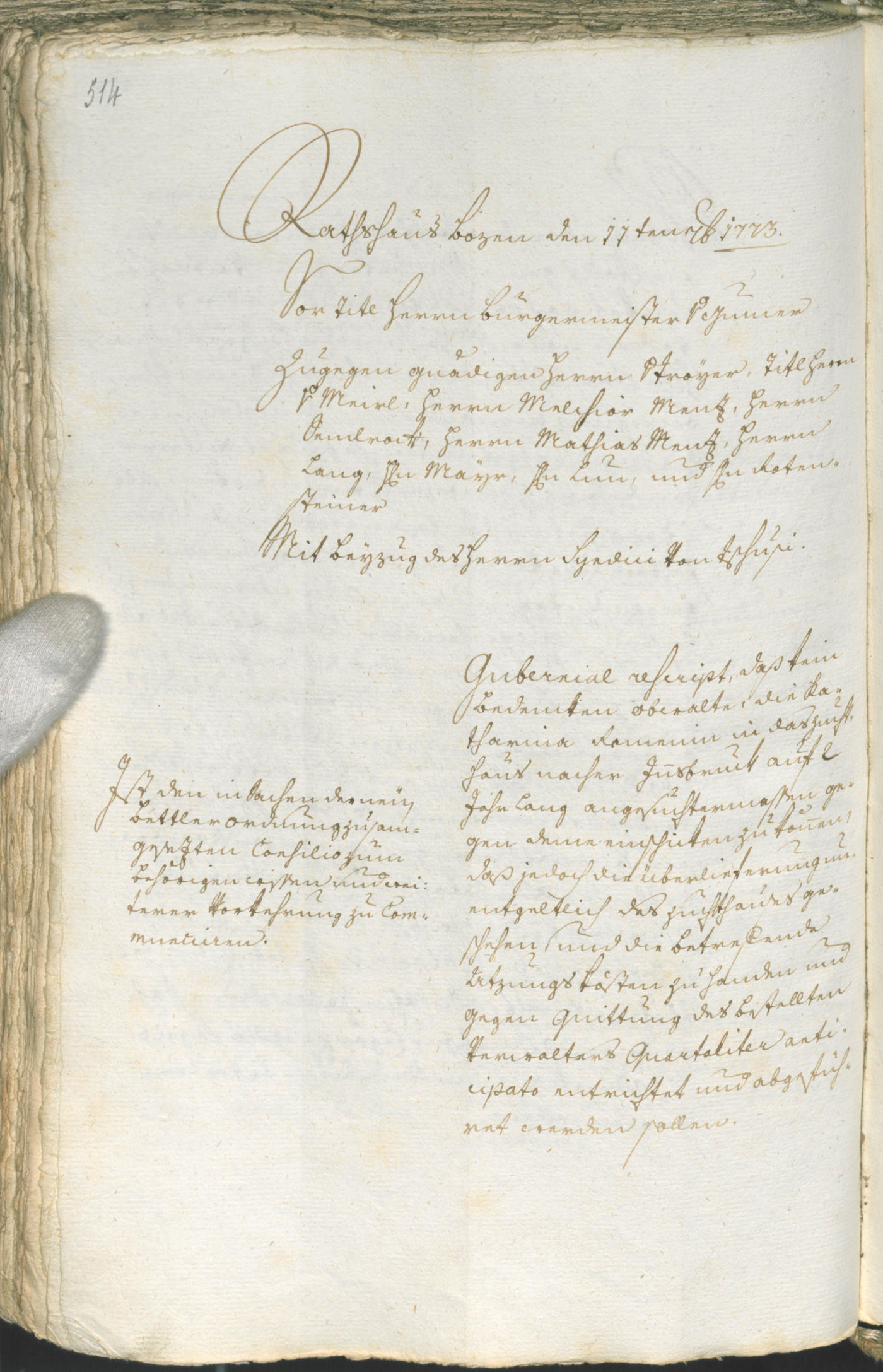 Civic Archives of Bozen-Bolzano - BOhisto Ratsprotokoll 1771/74 