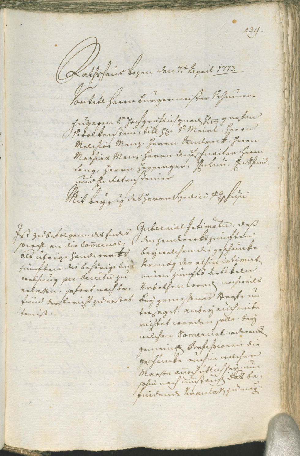 Civic Archives of Bozen-Bolzano - BOhisto Ratsprotokoll 1771/74 